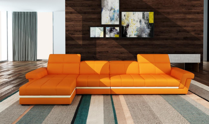 Sofá de cuero sofá conjunto de salón en forma de L Diseño Moderno Sofa 5136B Sofás