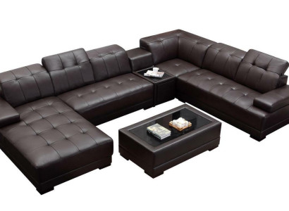 XXL sofá grande de cuero para la sala de estar, sofá en esquina, sofás, sofás, tapicería.
