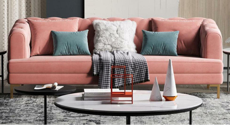 Rosa Chesterfield conjunto de sofás de diseño de la sala de estar sofás de 3 plazas + 2 plazas.