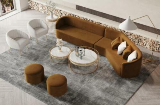 Sofá en forma de L esquina salón relajado asiento diseño sofá lounge terciopelo sofá