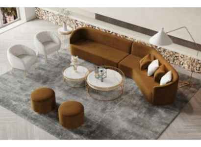 Sofá en forma de L esquina salón relajado asiento diseño sofá lounge terciopelo sofá
