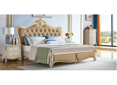 Diseño de cama de 3 piezas. 2x mesita de noche Conjunto clásico de dormitorio de madera maciza.