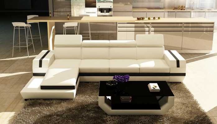 Sofá esquinero de diseño moderno Big de cuero, conjunto de sofás esquineros para la sala de estar.