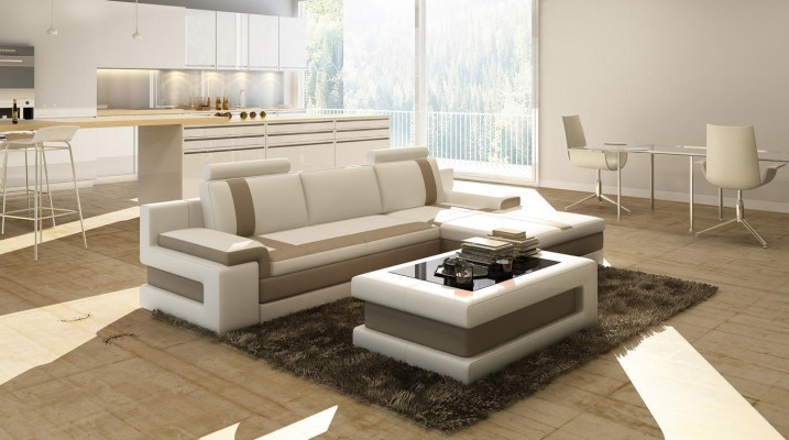 Sofá de cuero Sofá Salón Forma L Diseño Moderno Sofá Sofá Esquinero