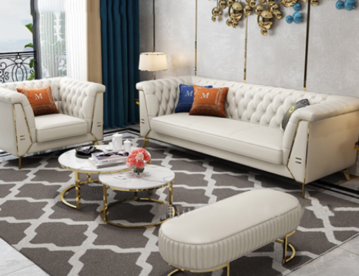 Conjunto de sofá Chesterfield de lujo 3+2 plazas, mesa de centro, muebles, sofá.