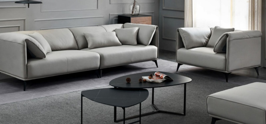 Sofá de diseño italiano Conjunto de sofás de 4 + 1 plazas Sofá Tapizado Muebles