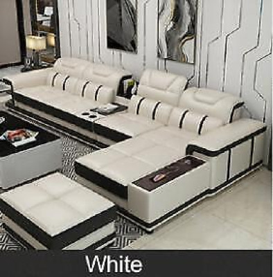 Conjunto de sofás en forma de L de diseño de asiento de esquina en cuero sintético.