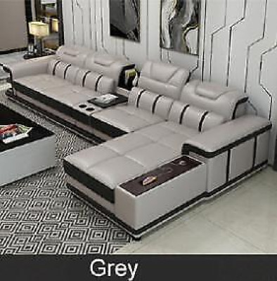 Conjunto de sofás en forma de L de diseño de asiento de esquina en cuero sintético.