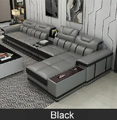 Conjunto de sofás en forma de L de diseño de asiento de esquina en cuero sintético.