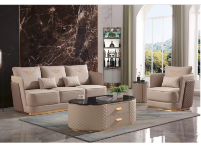 Juego de sofás 3+1 plazas Sofás clásicos de cuero Sofás Acolchados