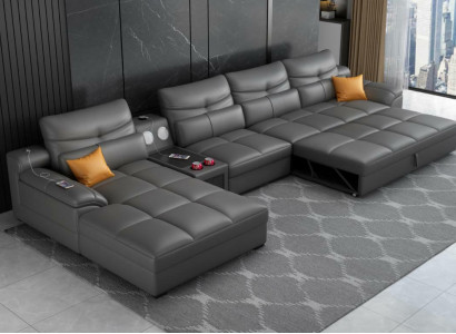 Sofá Sofá Esquinero Forma de U Tapizado Moderno Relajante Asiento Lujo Muebles Conjunto de Sala