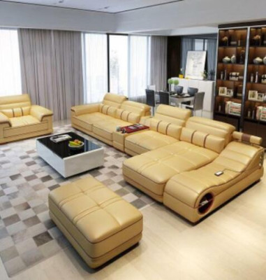 Conjunto de salón Sofá de lujo Sofá Esquina en forma de L Moderno Acolchado Relajante Asiento Mueble