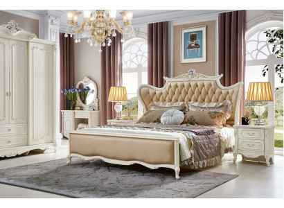 Mesita de noche Tocador 6 piezas Dormitorio Diseño moderno Conjunto de cama de lujo