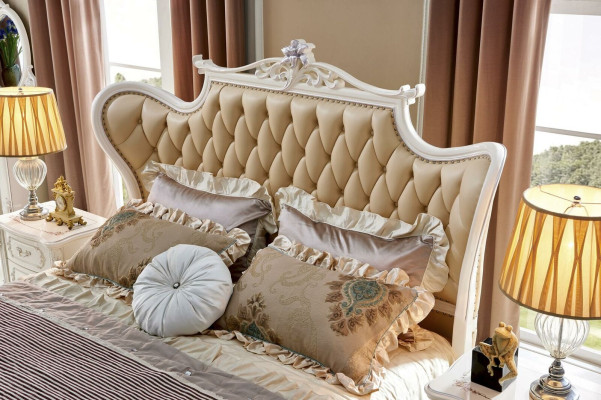 Mesita de noche Tocador 6 piezas Dormitorio Diseño moderno Conjunto de cama de lujo