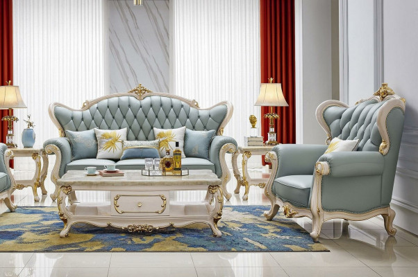 Sofá de 3 plazas Set de 1 plazas Sofá de diseño Sofá Tapizado Sofá de Lujo Chesterfield