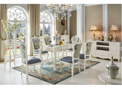 Silla de salón clásica de estilo barroco 4 veces Grupo de sillas Chesterfield de madera maciza.