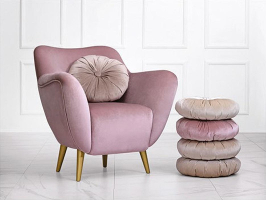 Silla Sillón Orejero de una plaza Asiento Tela Lujo Sala de estar Moderno Rosa