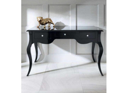 Escritorio negro de estilo de oficina, escritorios de mesa barrocos rococós de madera.