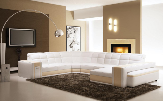 Diseño esquinas sofá de esquina grande con cojines de cuero Sofás de salón conjunto XXL.