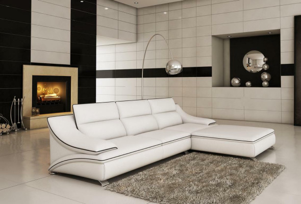 Diseño de sofá esquinero acolchado de cuero con sofá salón conjunto de muebles de gran tamaño