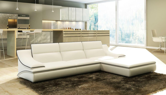 Diseño de sofá esquinero acolchado de cuero con sofá salón conjunto de muebles de gran tamaño