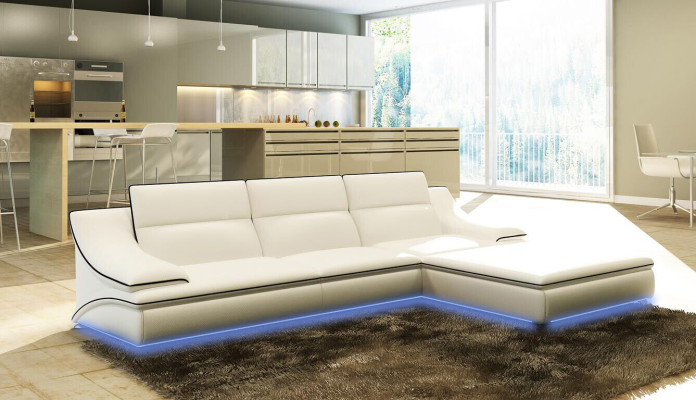 Diseño de sofá esquinero acolchado de cuero con sofá salón conjunto de muebles de gran tamaño