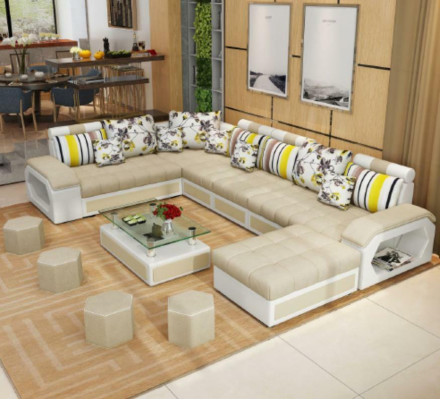 Sofá Muebles Conjunto de salón Sofás de lujo Sofá de esquina en forma de U Tapizado Moderno Sofás de relax