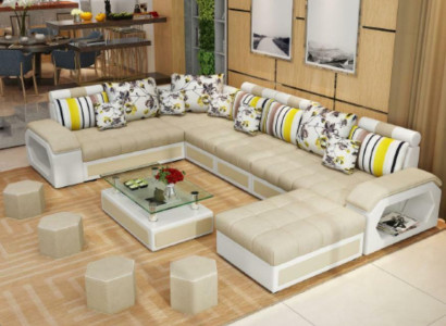 Sofá Muebles Conjunto de salón Sofás de lujo Sofá de esquina en forma de U Tapizado Moderno Sofás de relax