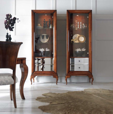 Vitrinas Armarios Vitrinas Madera Muebles de lujo Sala de estar Armario Marrón Barroco Nuevo