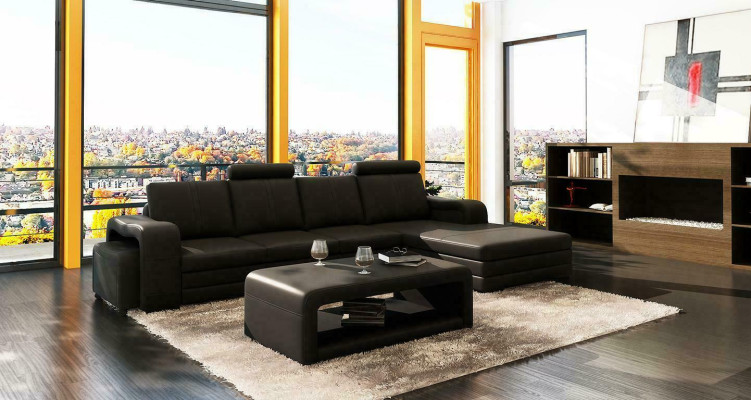 XXL sofá de cuero multifuncional, sofá grande, decoración, tapizado, sofá de esquina, moderno.