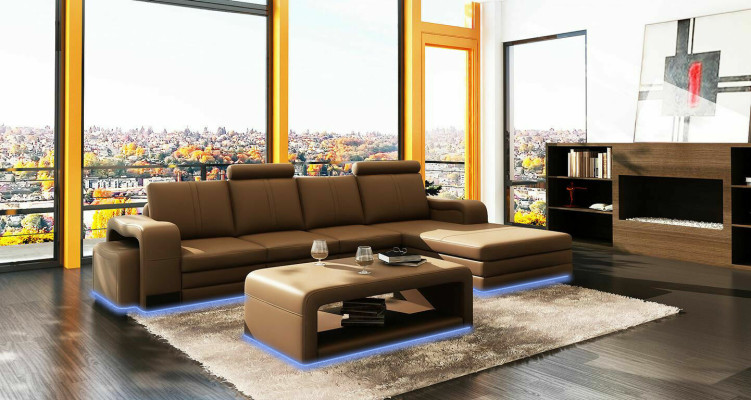 XXL sofá de cuero multifuncional, sofá grande, decoración, tapizado, sofá de esquina, moderno.