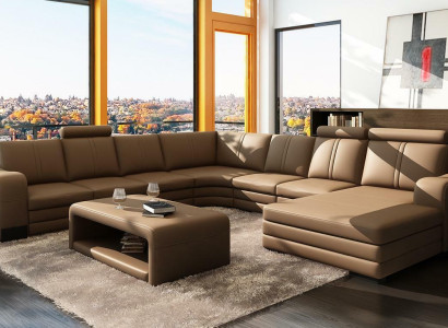 XXL sofá multifuncional de cuero sofá grande de esquina moderno cojín decorativo.