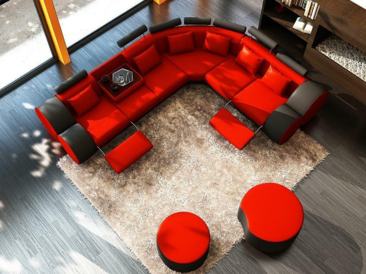 XXL sofá de cuero multifuncional sofá grande sofá esquinero moderno decorativo.