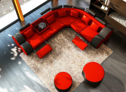 XXL sofá de cuero multifuncional sofá grande sofá esquinero moderno decorativo.
