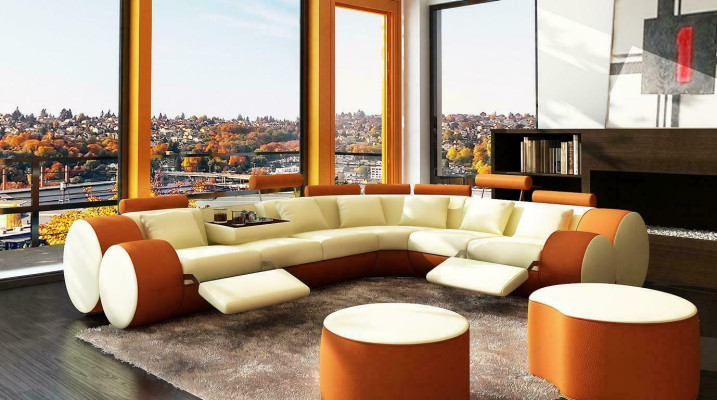 XXL sofá de cuero multifuncional sofá grande sofá esquinero moderno decorativo.