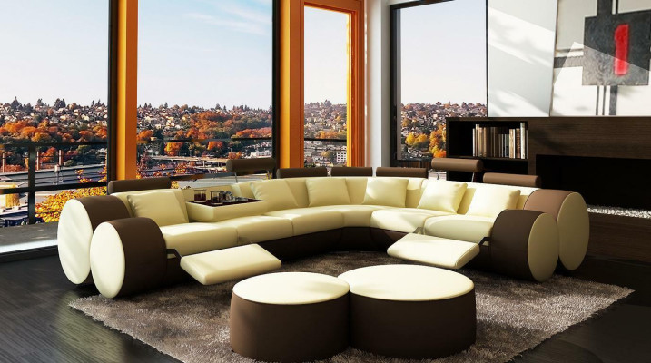 XXL sofá de cuero multifuncional sofá grande sofá esquinero moderno decorativo.
