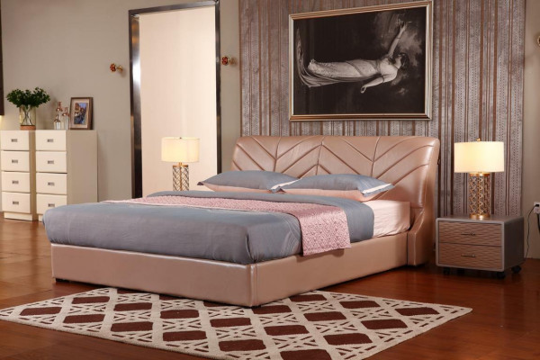 Cama de diseño de lujo moderna XXL estilo hotel doble de cuero 140 160.