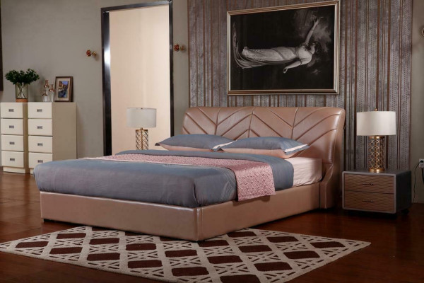 Cama de diseño de lujo moderna XXL estilo hotel doble de cuero 140 160.