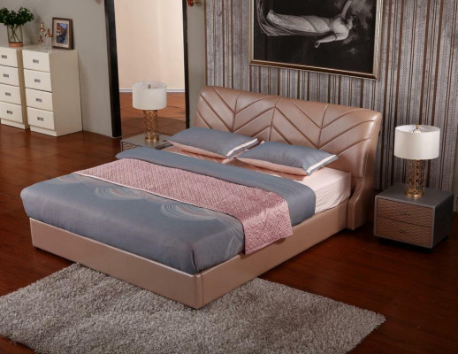 Cama de diseño de lujo moderna XXL estilo hotel doble de cuero 140 160.