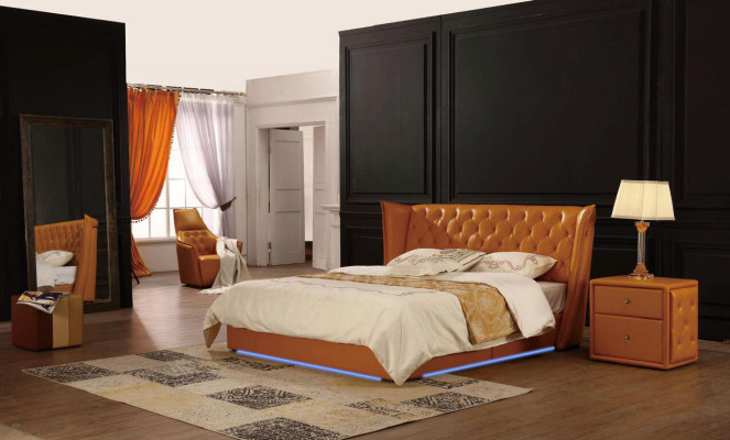 Cama doble de diseño cama camas cuero Chesterfield lujo hotel dormitorio