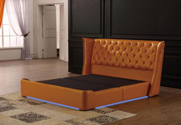 Cama doble de diseño cama camas cuero Chesterfield lujo hotel dormitorio