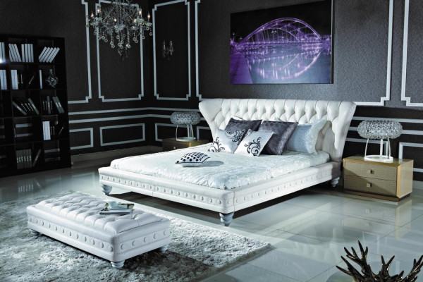Diseñador cama doble cama camas cuero Chesterfield Hotel Lujo Dormitorio