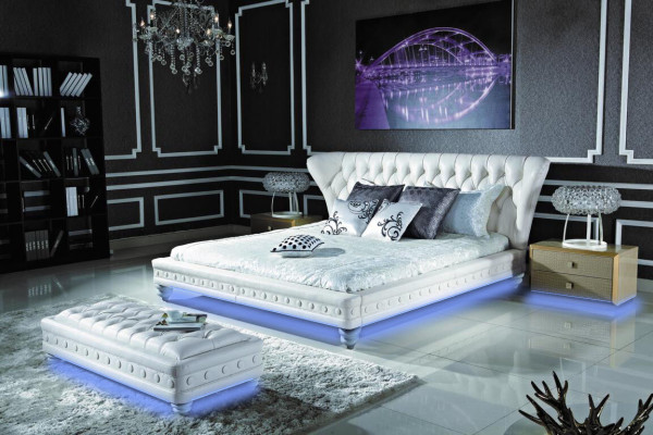 Diseñador cama doble cama camas cuero Chesterfield Hotel Lujo Dormitorio