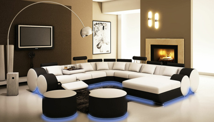 Sofá multifuncional de cuero con cojines de asiento para sala de estar, decoración de cuero.