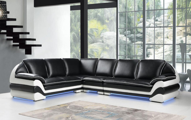 Sofá de cuero sofá sofá de esquina en forma de L diseño de sofá moderno clásico