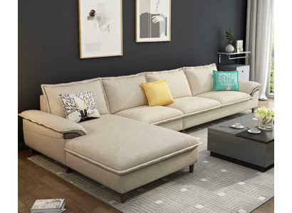 Sofá esquinero tapizado en tela moderno de lujo de 329 cm para relajarse y amueblar.
