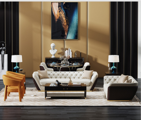 Sofá de 3 plazas sofá de esquina conjunto de decoración de diseño moderno de sofá.