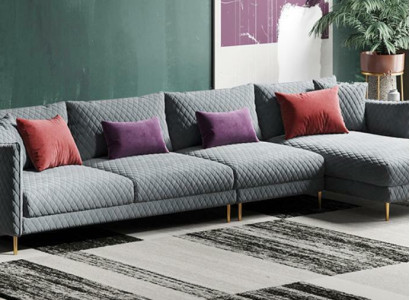 Textil Sofá esquinero en forma de L de lujo y moderno de descanso.