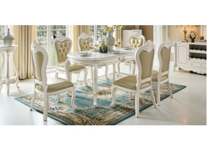 Barroco antiguo Mesa Estilo Madera real Mesas Mesa de comedor clásica Diseñador Rococó