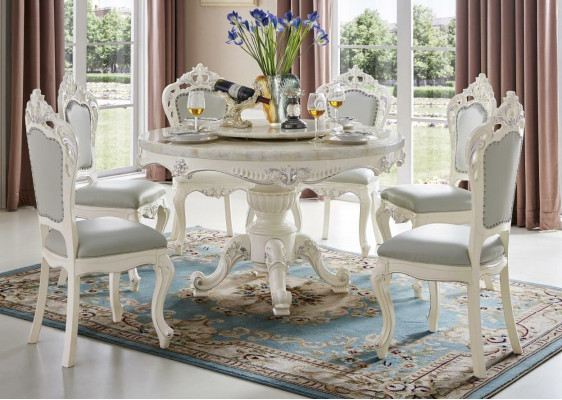 Grupo de sillas de estilo barroco clásico Rococó antiguo, juego de muebles de madera maciza de 4 piezas.